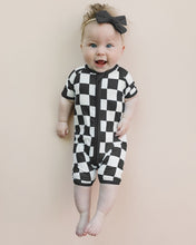 Load image into Gallery viewer, Bamboo Shorty Romper | Black Checkered

