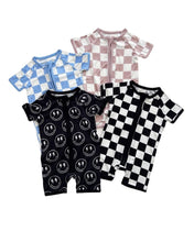 Load image into Gallery viewer, Bamboo Shorty Romper | Blue Checkered
