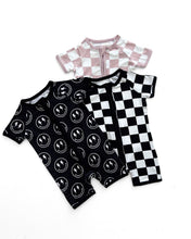 Load image into Gallery viewer, Bamboo Shorty Romper | Latte Checkered
