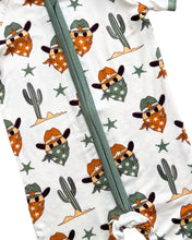 Load image into Gallery viewer, Bamboo Shorty Romper | Smiley Cowboy
