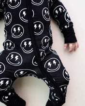 Load image into Gallery viewer, Bamboo Zip Romper | Electric Smiley
