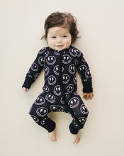 Load image into Gallery viewer, Bamboo Zip Romper | Electric Smiley
