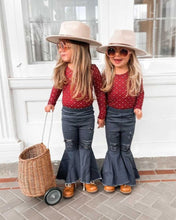 Load image into Gallery viewer, Barbie Pleated Denim Bell Bottoms - Dark Denim
