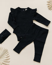 Load image into Gallery viewer, Flutter Sleeve Baby Bodysuit | Black
