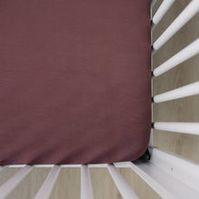 Load image into Gallery viewer, Plum Bamboo Stretch Crib Sheet

