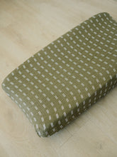 Load image into Gallery viewer, Olive Strokes Muslin Changing Pad Cover
