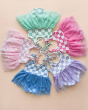 Load image into Gallery viewer, Tutu Romper | Checkered Blue

