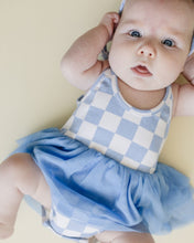 Load image into Gallery viewer, Tutu Romper | Checkered Blue
