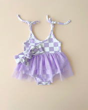 Load image into Gallery viewer, Tutu Romper | Checkered Lavender
