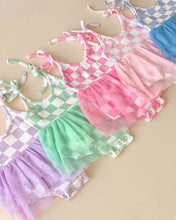 Load image into Gallery viewer, Tutu Romper | Checkered Lavender
