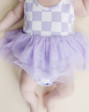 Load image into Gallery viewer, Tutu Romper | Checkered Lavender
