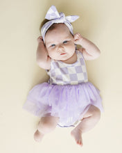 Load image into Gallery viewer, Tutu Romper | Checkered Lavender

