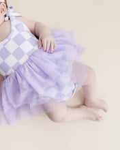 Load image into Gallery viewer, Tutu Romper | Checkered Lavender
